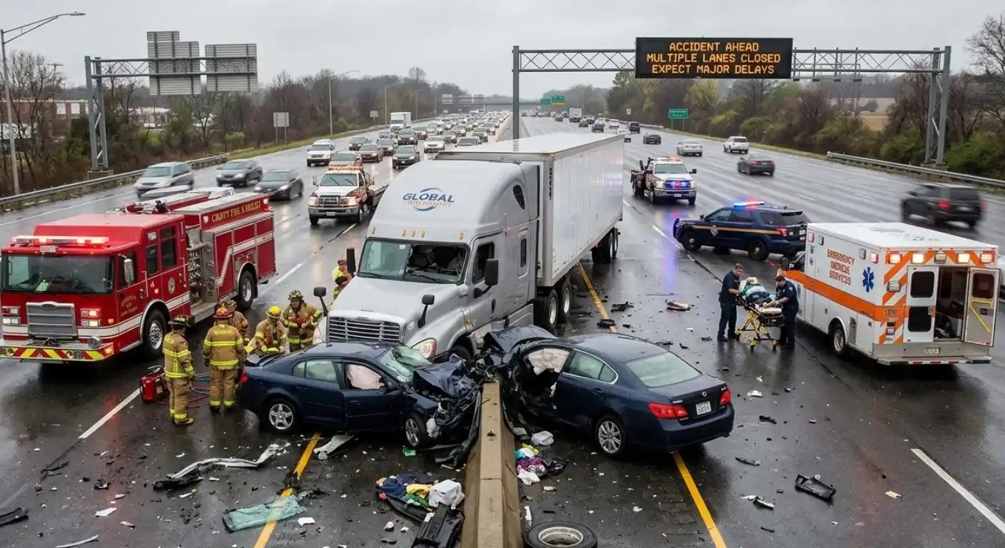 Texas 18 wheeler truck accident scene